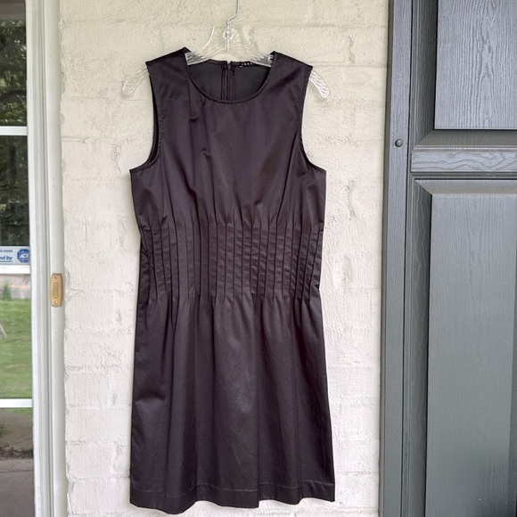 Theory Brynne “New Tuxedo” Black Satin Sleeveless Shift Dress Size 6 - Picture 6 of 15